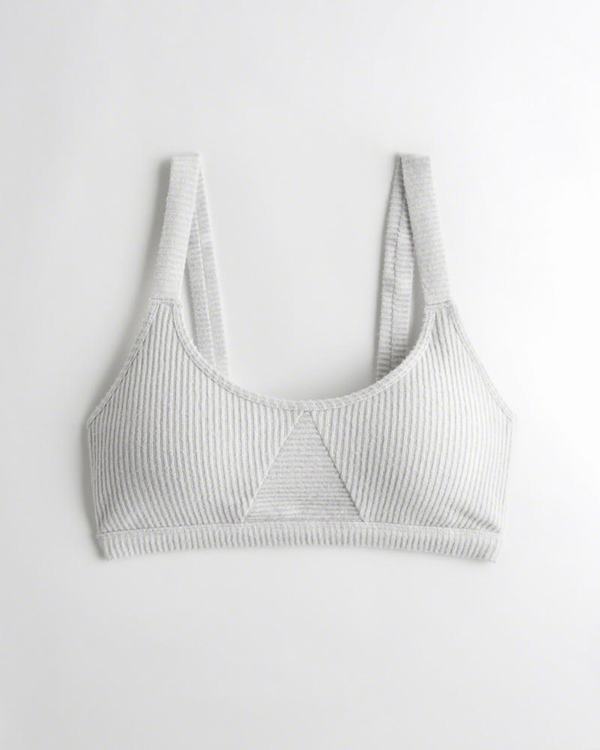 Bralette Hollister Donna Ribbed Scooplette With Removable Pads Grigie Chiaro Italia (764BHNVX)